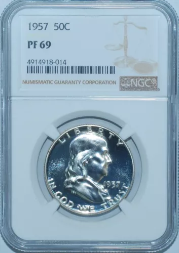 1957 NGC PR69 PF69 Proof Strike Franklin Half Dollar