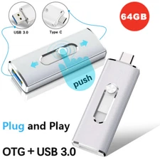 2 in 1 OTG USB C Flash Drive 64GB USB Type C Dual Drive Memory Stick Thumb Drive