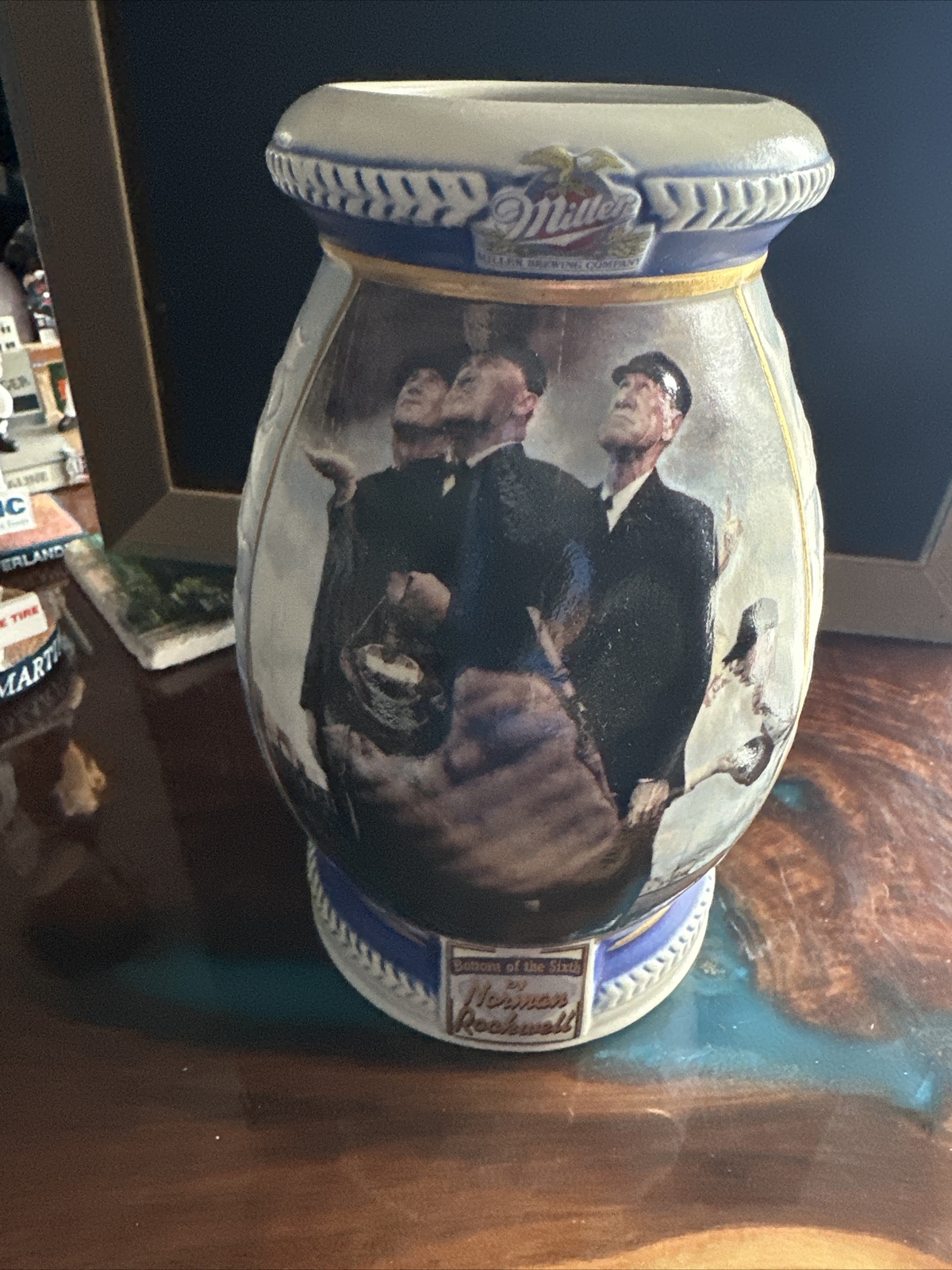 Miller Beer 2001 Norman Rockwell Baseball Bottom Of The Sixth Stein Mug. No Box