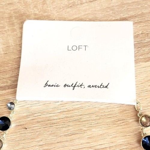 NWT Ann Taylor LOFT Blue Rivioli Crystal Rhinestone Statement Sparkly Necklace - Picture 6 of 6