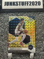 2020-21 Mosaic Jaden McDaniels RC Rookie Card Reactive Yellow Prizm Timberwolves
