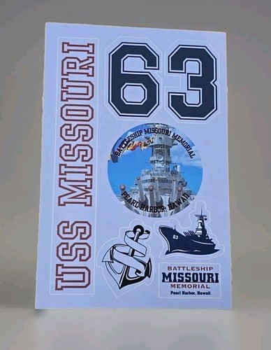USS Missouri Memorial Sticker, #63 BB, Pearl Harbour, Hawaii, Canadian Seller - Bild 1 von 3