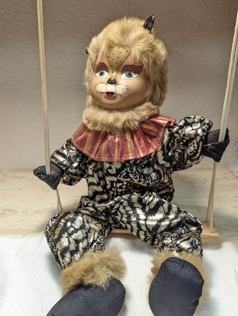Vintage Cat Porcelain Doll On Swing Cat's Musical Inspired Vintage Cat Porcelain Doll On Swing Cat's Musical Inspired