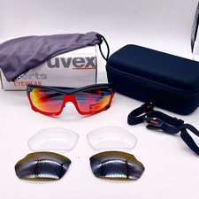 Uvex sunglasses sportstyle 304 black red extra lenses, elastic strap included