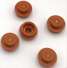 Lego 5 New Dark Orange Plates Round 1 x 1 Stud Parts