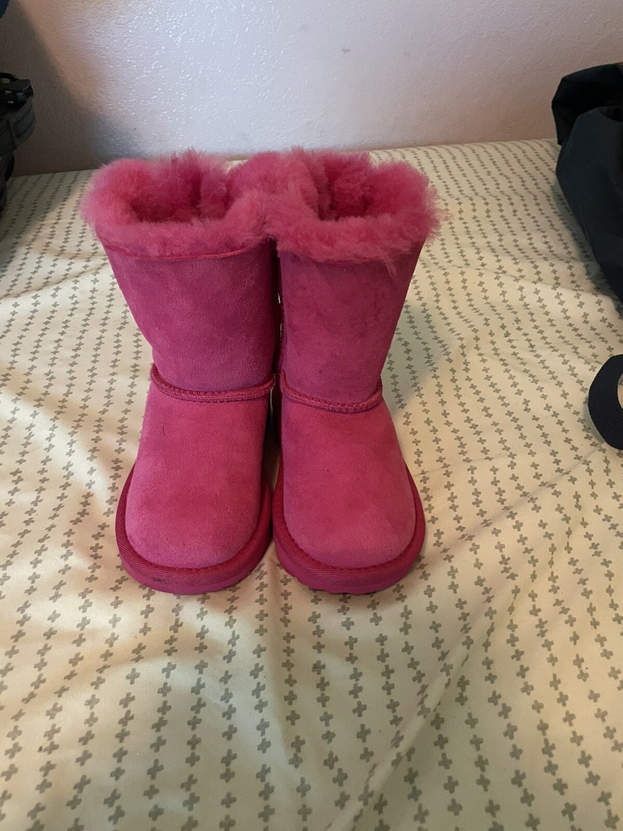 UGG Australia Bailey Bow Boots Hot Pink Booties Shoes Kids EU 25 US Size