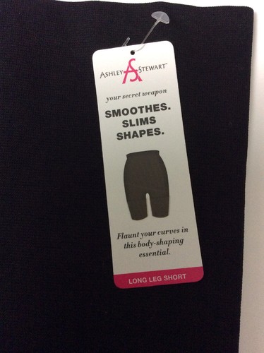 NWT Ashley Stewart BLACK Nylon Long Leg Short Plus Smooths Slims Shapes 7184XX - Picture 2 of 10
