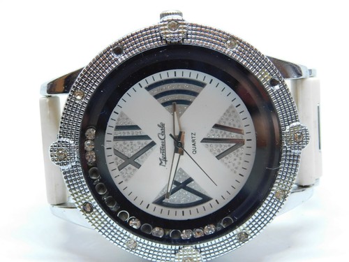 Massive Heavy Montres Carlo 33373 White Tone Quartz Men's Watch New Battery - Picture 2 of 4