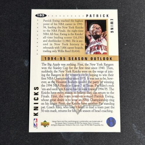 1994-95 Collector's Choice Gold Signature #183 PATRICK EWING - Picture 2 of 3