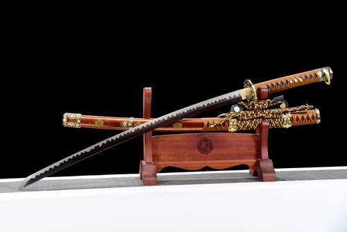 Rot & Blau Damast gefalteter Stahl Tachi japanisches Katana Samurai Schwert scharfe Klinge - Bild 11 von 13