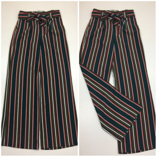 NWT EXPRESS MultiColor Striped High Waist Belted Wide Leg Pant Womens sz Small