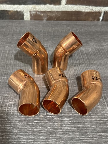 Lot Of 5 JKW Copper With 45 Turn Street Elbow 1” Diameter