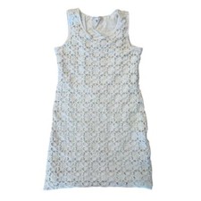 Vintage Studio M Stretch Lace 90s y2k Knee Length Dress Small Cream Color Lined