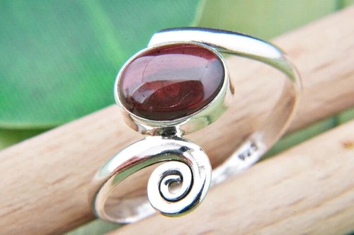 Garnet 925 Sterling Silver Band& Statement Ring Handmade Ring All Size -q-57 - Picture 7 of 12