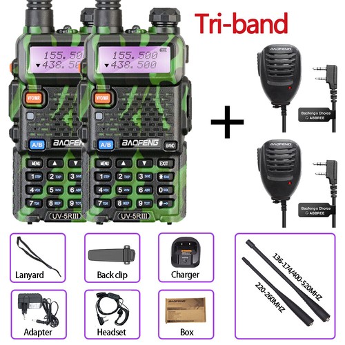 LOTTO RADIO BIDIREZIONALE BAOFENG UV-5R III TRI-BAND 2M/70CM VHF UHF FM - Foto 22 di 23