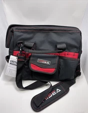 HISEA 16-Inch Collapsible Tote Tool Bag with Shoulder Strap - 18 Pockets (Red)