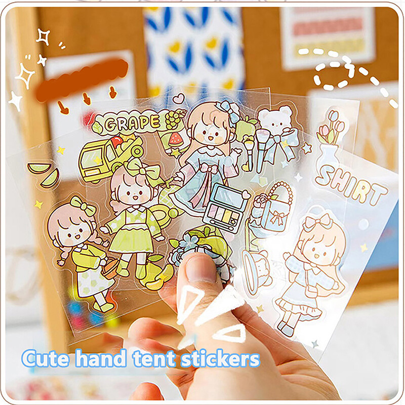 50Pcs of Non-repetitive PET Waterproof Cute Ledger Stickers Cut-free Stickers JC - Picture 9 of 12