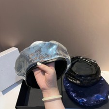 Women Beret Hat French Cap Beanie Sequin Shiny Bling Fashion Casual Party