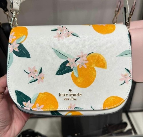 Kate Spade New York Madison Orange Werfen Sattel Klappe Tasche Clementine Creme Multi