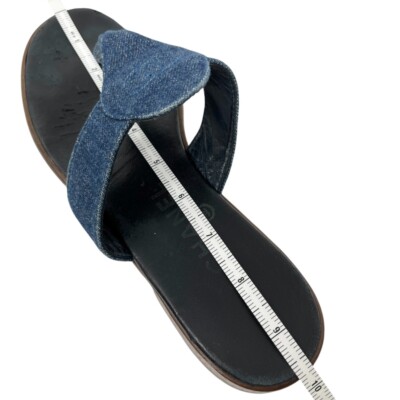 CHANEL Vintage CC Mark Logo Thong Sandals #38-38.5 Blue Black