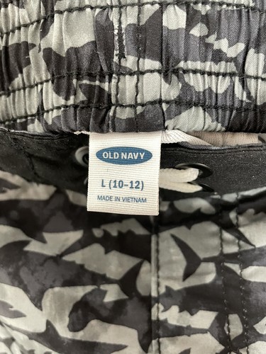 Old Navy Swim Trunks Boys L (10-12)  UPF 50 Grey Camo Shark New With Tags - Picture 3 of 5