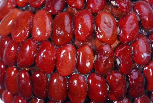 Bohnensamen Mosaik dekoratives Kugelornament natürlich rot Weihnachtsbaum 454a - Bild 4 von 6