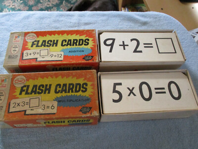 1964 Milton Bradley Flash Cards Addition 7611 And Multiplication 7613 Vintage