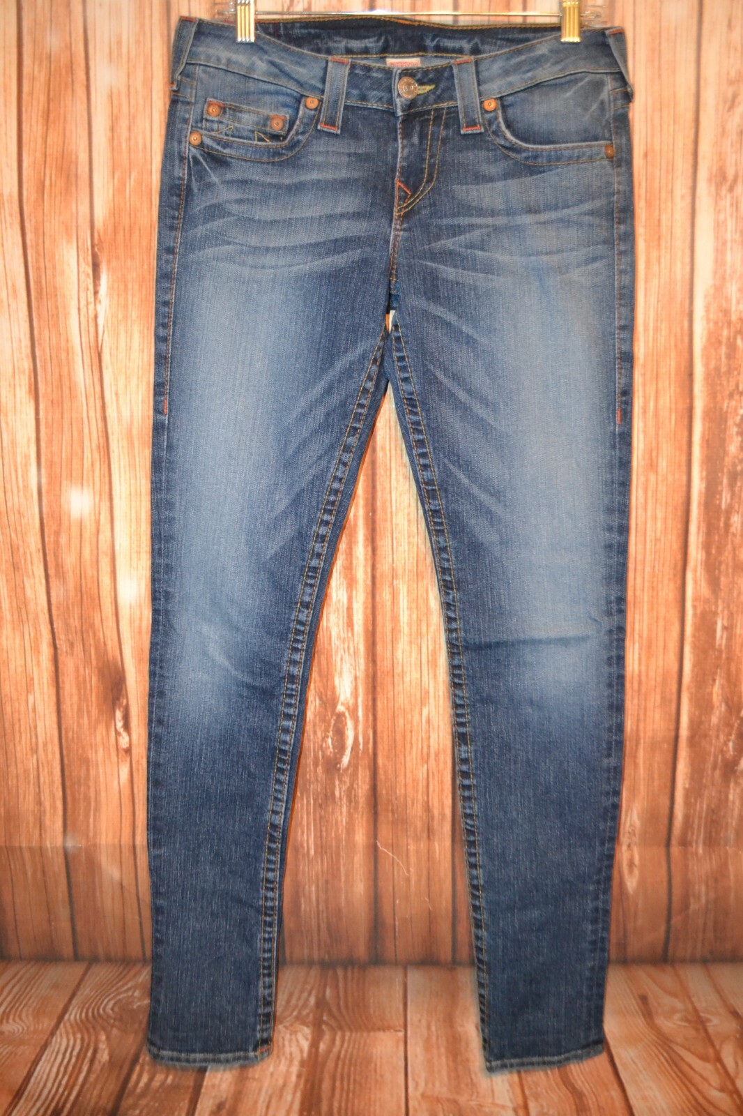 True Religion Women's Stella Skinny No Pocket Flaps Blue Denim Jeans Sz 29x33 thumbnail 4