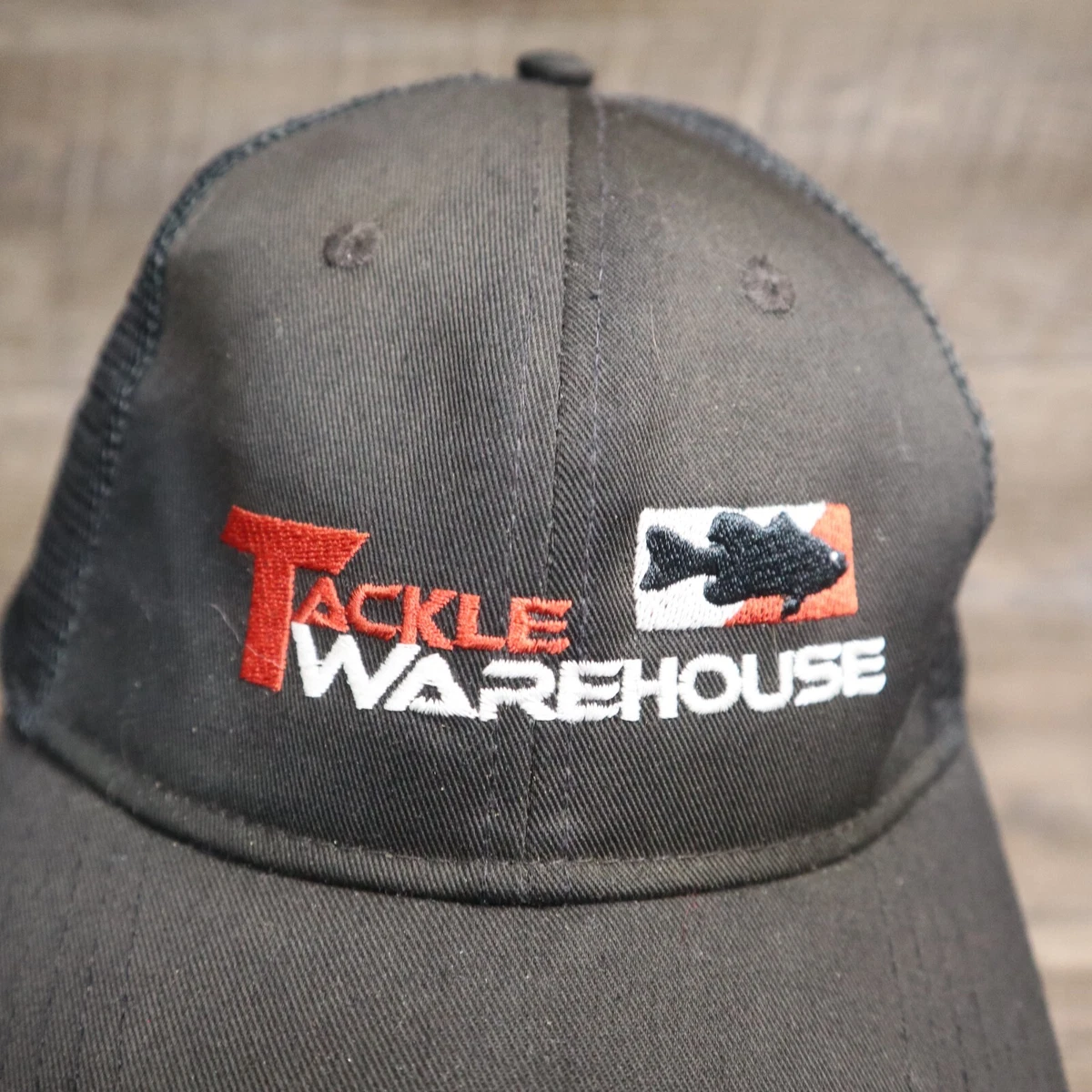 TACKLE WAREHOUSE Fishing Hat Cap Black Adult Adjustable Mesh Snapback