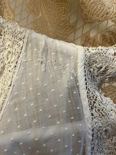 Antique DOTTED SWISS Cotton Lace Dress For LARGE French German Dolls - Picture 8 of 10
