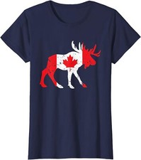Maple Leaf Animal Canadian Flag Canada Gift Ladies' Crewneck T-Shirt