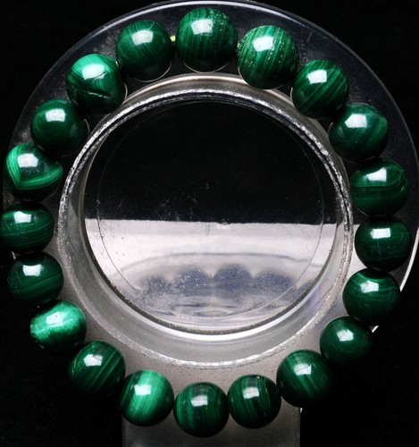 10.3mm Genuine Natural Green Malachite Crystal Gemstone Round Beads Bracelet AAA - Bild 4 von 6