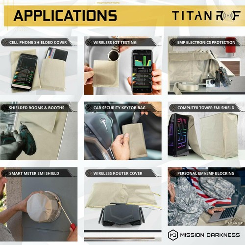 Tessuto TitanRF Faraday - Kit costruzione professionale XL50 (tessuto 50 yds + nastro 20 piedi) - Foto 5 di 12