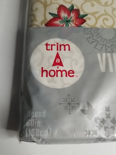 Vintage Kmart Vinyl Christmas Tree Tablecloth Round 60" Flannel Backed Sealed - Picture 3 of 5