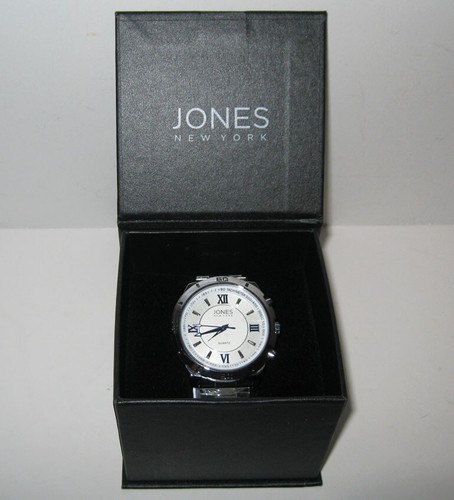 NEW in Box Jones New York Men's Rhodium Silver Montgomery Quartz Watch Timepiece - Picture 4 of 5