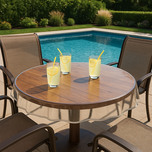 70" Round Clear Tablecloth Protector – Heavy Duty Vinyl Cover with Hemmed Edge - 第 6/9 張圖片