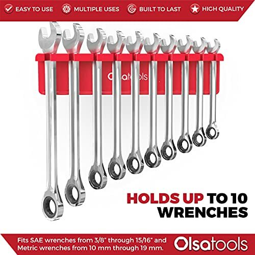 Magnetischer Schraubenschlüssel Organizer Halter passt SAE 3/8" bis 15/16" metrisch 10 mm bis 19 mm - Bild 5 von 7
