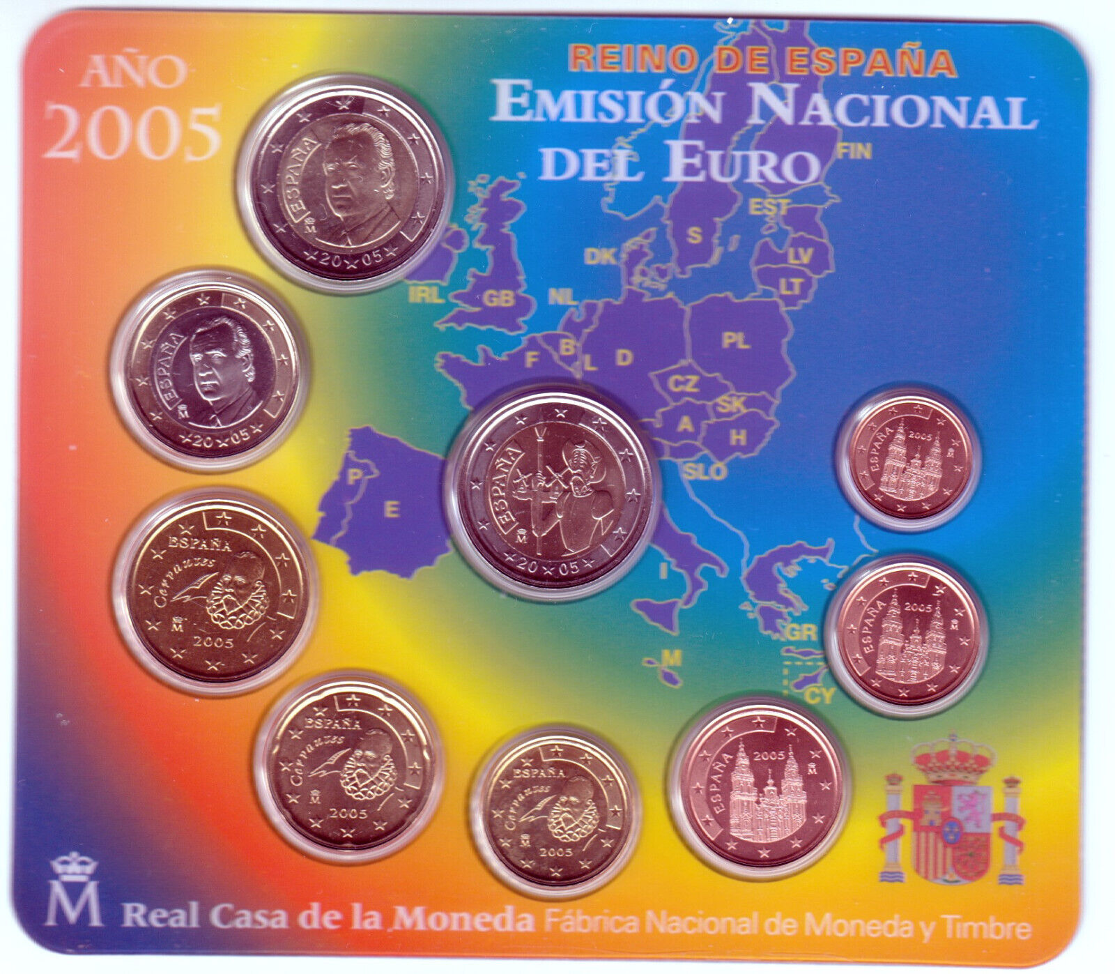 España 2005 SET OFICIAL FNMT EMISION NACIONAL DEL EURO - incluye 2 € Don Quijote