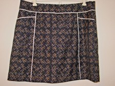 Izod XFG Swingflex Golf Black Skort Skirt Tan White Checked Patches-10-NEW 56.