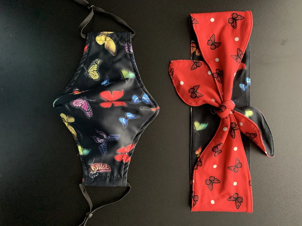 Máscara y diadema de diseño elegante mariposa turbina reversible ajustable Foto 3 de 4