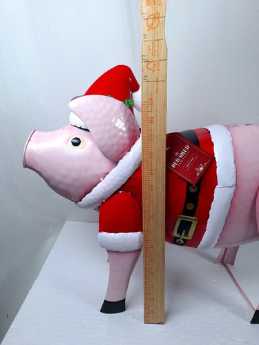 NEU Urlaub Weihnachten Metall Weihnachtsmann Schwein Schweinchen Innen Außen Dekor - Bild 9 von 10
