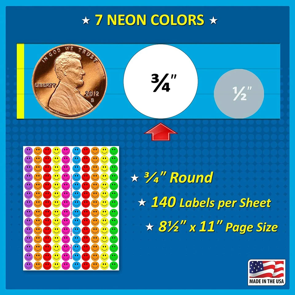 Pegatina Sonrisa Cara Feliz Recompensa Cara Sonrisa Autoadhesiva Multicolor 0.9" Redonda Foto 2 de 3
