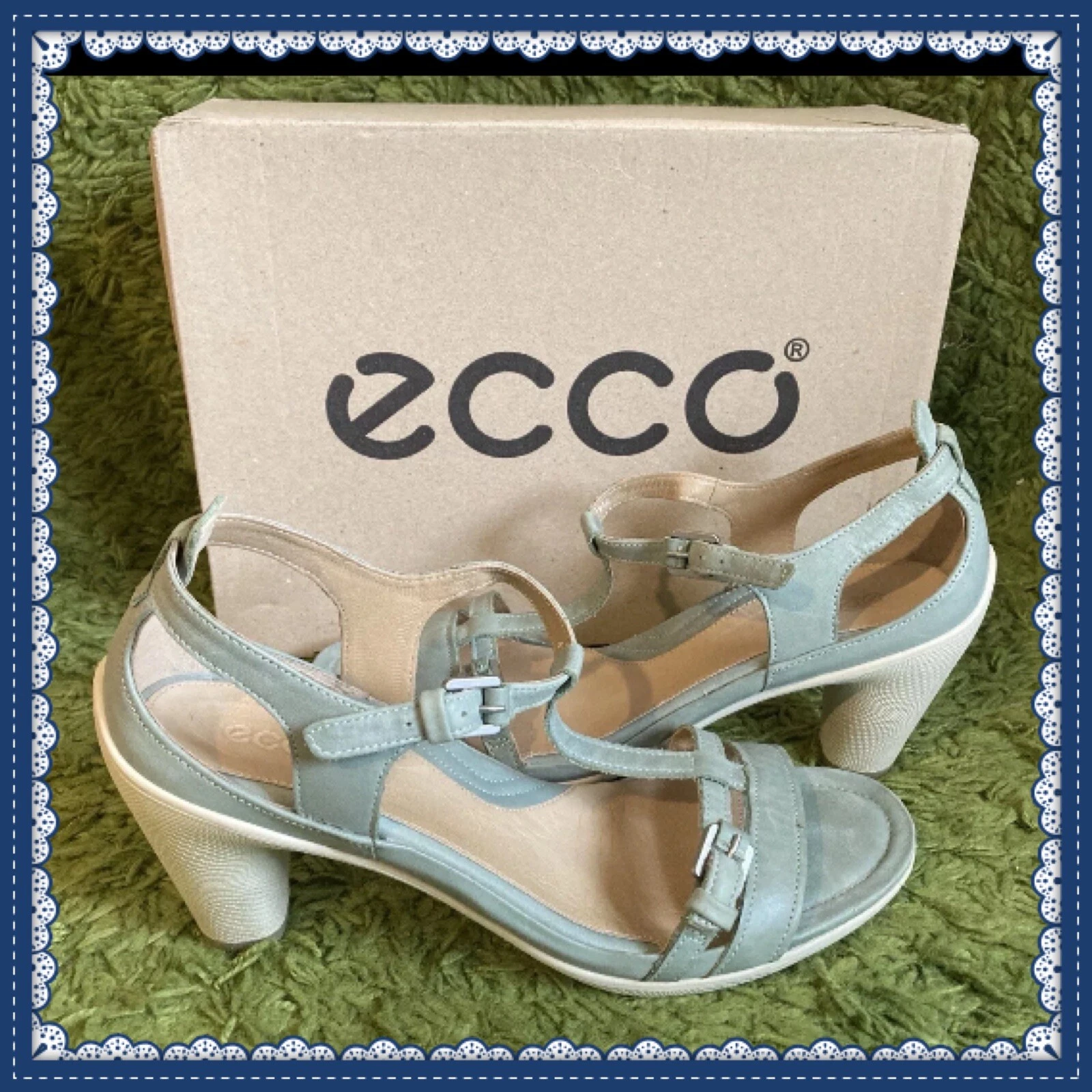 £130: scarpe sandali ECCO scolpite a T Bar: in scatola e indossate una volta: Regno Unito 7 5 EU 41