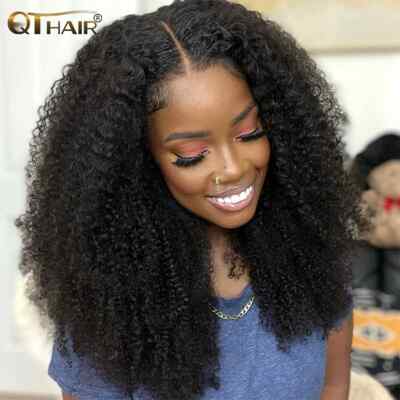 Brazilian Transparent 13x4 Kinky Curly Lace Front Wig Pre Plucked With Baby Hair