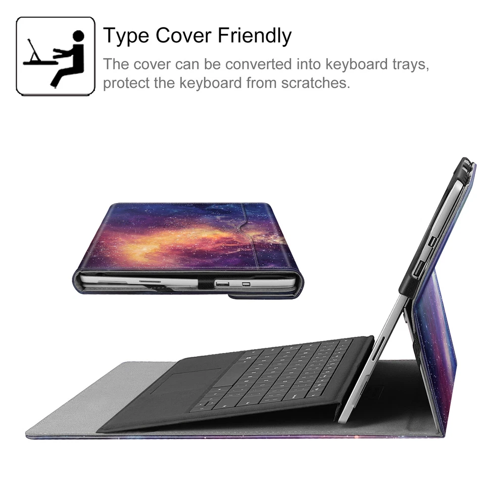 For Microsoft Surface Pro 7 / Pro 6 / Pro 5 / 4 / 3 Case Portfolio Stand Cover - Image 3 of 4