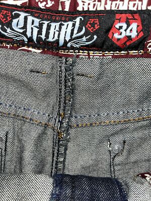 Vintage Tribal Gear Denim Jeans Size 34x30 BAGGY SKATER Y2K JNCO