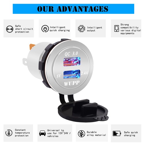 DC12V-24V Auto Zigarettenanzünder Dual USB Ladegerät Steckdose Netzteil Adapter - Zdjęcie 3 z 16