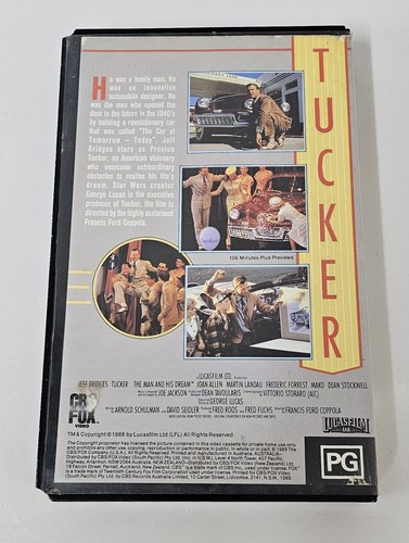 Tucker VHS Big Box Jeff Bridges LucasFilm CBS Fox Video 1989 Pre-Owned - Picture 2 of 9