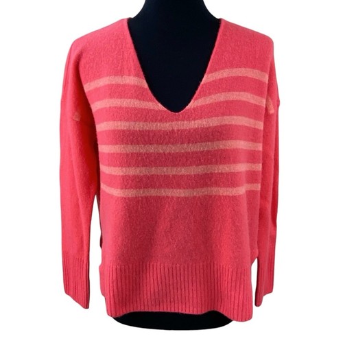 Vineyard Vines 100% Cashmere Striped Sweater Size XS/S Oversized Coral