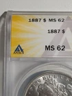 ANACS MS62 1887 Morgan Silver Dollar Choice BU Philadelphia Mint